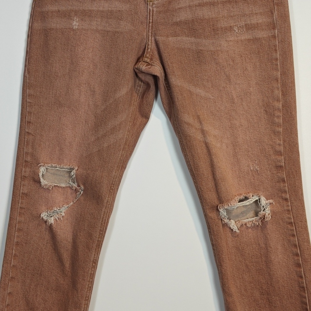 ANTHROPOLOGIE PILCRO The Vintage Straight Brown/Pink Busted Knees Jeans Size 30 - Picture 10 of 16